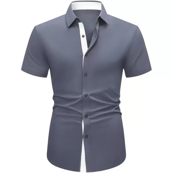 JMIERR Men's Casual Button Down Shirts Wrinkle-Free Short Sleeve Business Dress Shirt