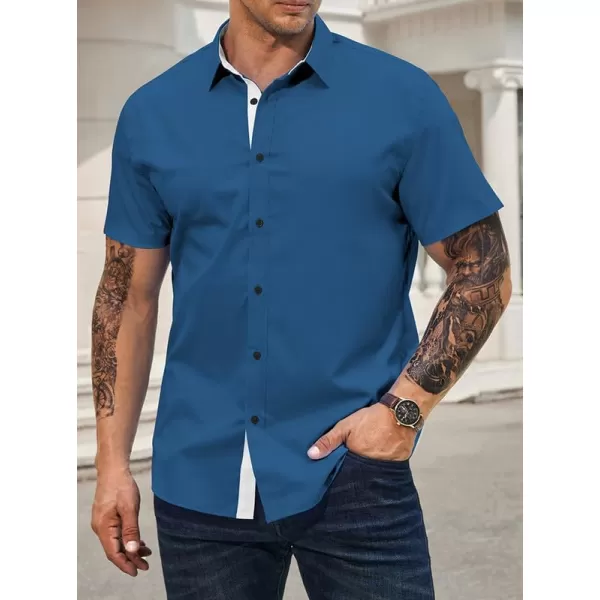 JMIERR Men's Casual Button Down Shirts Wrinkle-Free Short Sleeve Business Dress Shirt