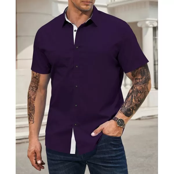 JMIERR Men's Casual Button Down Shirts Wrinkle-Free Short Sleeve Business Dress Shirt