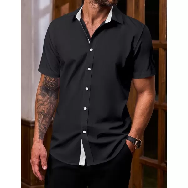 JMIERR Men's Casual Button Down Shirts Wrinkle-Free Short Sleeve Business Dress Shirt
