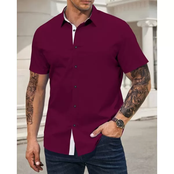 JMIERR Men's Casual Button Down Shirts Wrinkle-Free Short Sleeve Business Dress Shirt