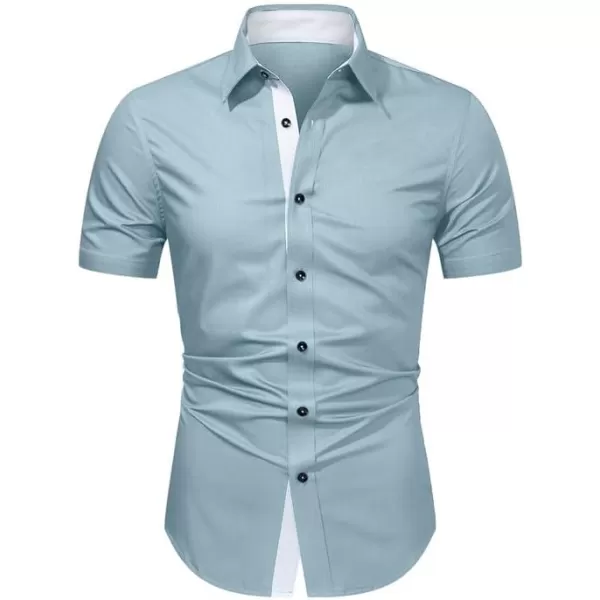 JMIERR Men's Casual Button Down Shirts Wrinkle-Free Short Sleeve Business Dress Shirt