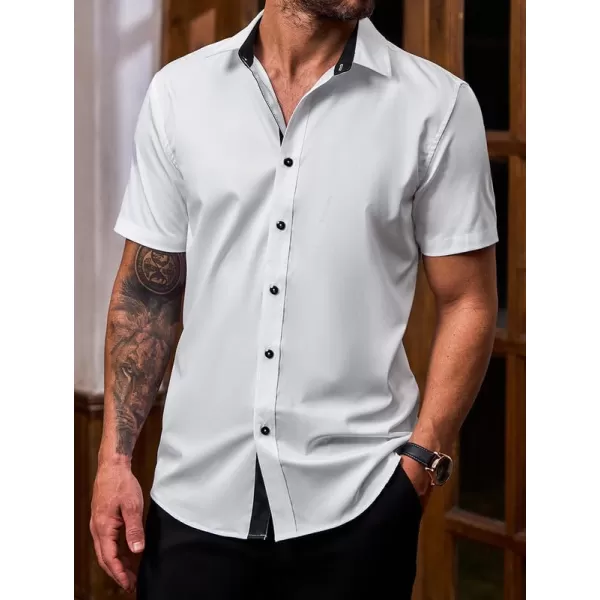 JMIERR Men's Casual Button Down Shirts Wrinkle-Free Short Sleeve Business Dress Shirt