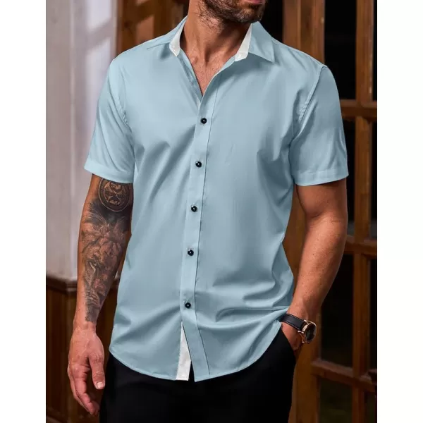 JMIERR Men's Casual Button Down Shirts Wrinkle-Free Short Sleeve Business Dress Shirt