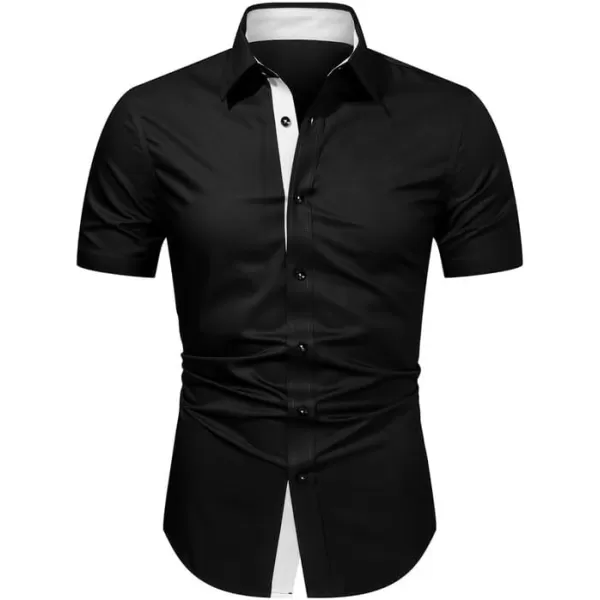 JMIERR Men's Casual Button Down Shirts Wrinkle-Free Short Sleeve Business Dress Shirt