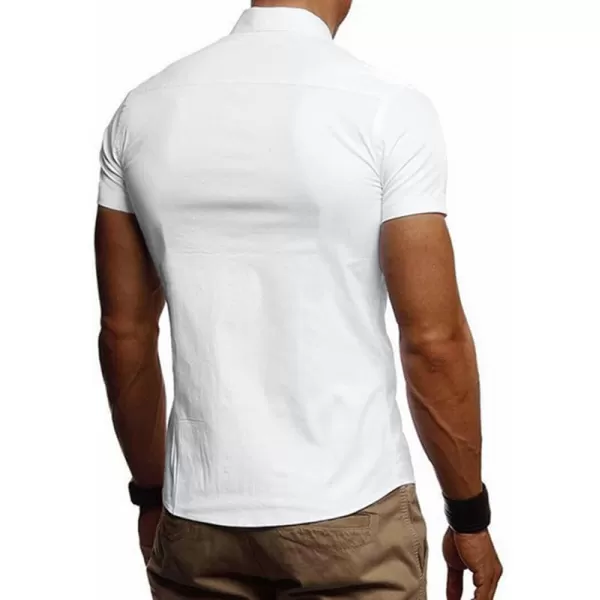 JMIERR Men's Casual Button Down Shirts Wrinkle-Free Short Sleeve Business Dress Shirt