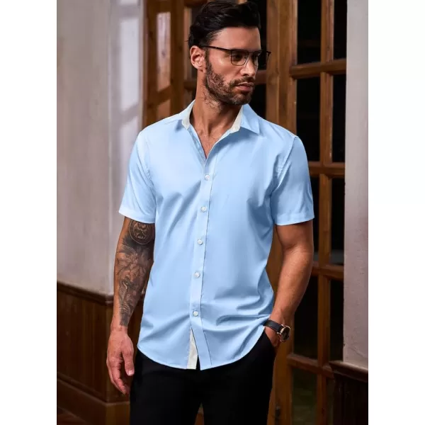 JMIERR Men's Casual Button Down Shirts Wrinkle-Free Short Sleeve Business Dress Shirt