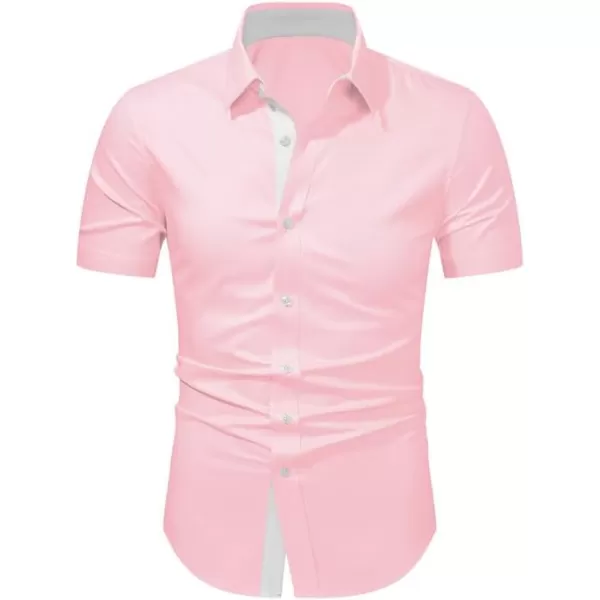 JMIERR Men's Casual Button Down Shirts Wrinkle-Free Short Sleeve Business Dress Shirt