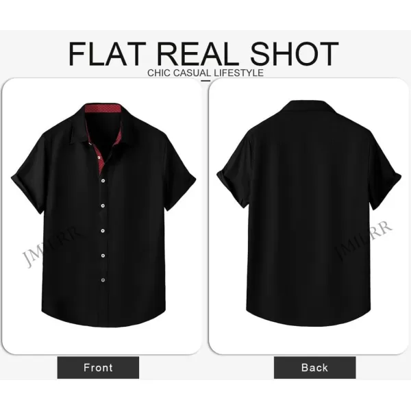 JMIERR Men's Casual Button Down Shirts Wrinkle-Free Short Sleeve Business Dress Shirt