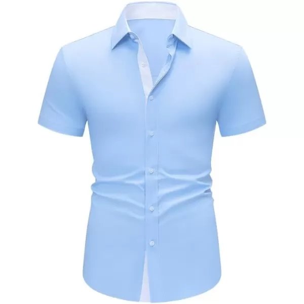 JMIERR Men's Casual Button Down Shirts Wrinkle-Free Short Sleeve Business Dress Shirt