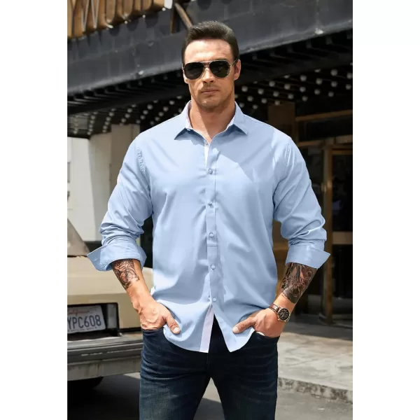 JMIERR Men's Casual Button Down Shirts Wrinkle-Free Short Sleeve Business Dress Shirt