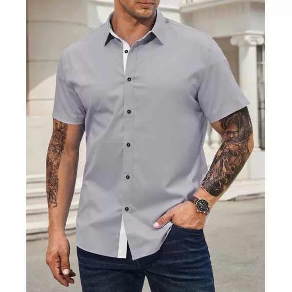 JMIERR Men's Casual Button Down Shirts Wrinkle-Free Short Sleeve Business Dress Shirt