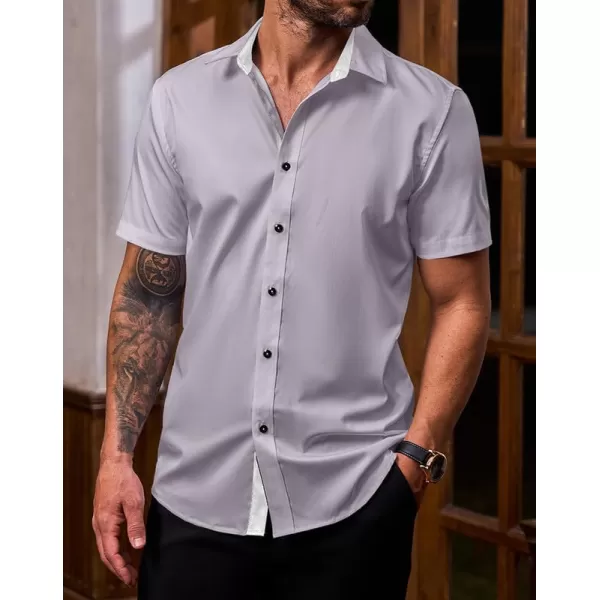 JMIERR Men's Casual Button Down Shirts Wrinkle-Free Short Sleeve Business Dress Shirt