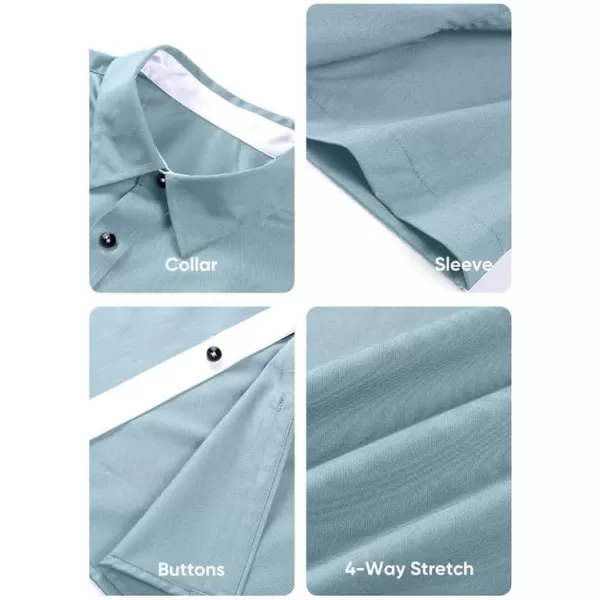 JMIERR Men's Casual Button Down Shirts Wrinkle-Free Short Sleeve Business Dress Shirt