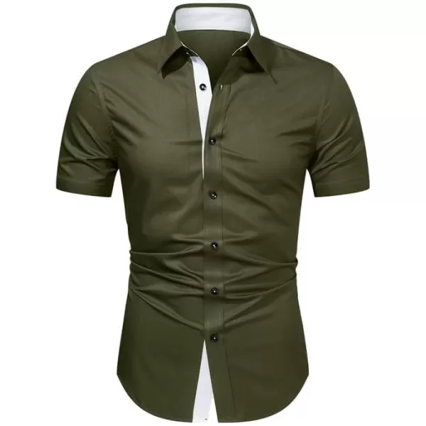 JMIERR Men's Casual Button Down Shirts Wrinkle-Free Short Sleeve Business Dress Shirt
