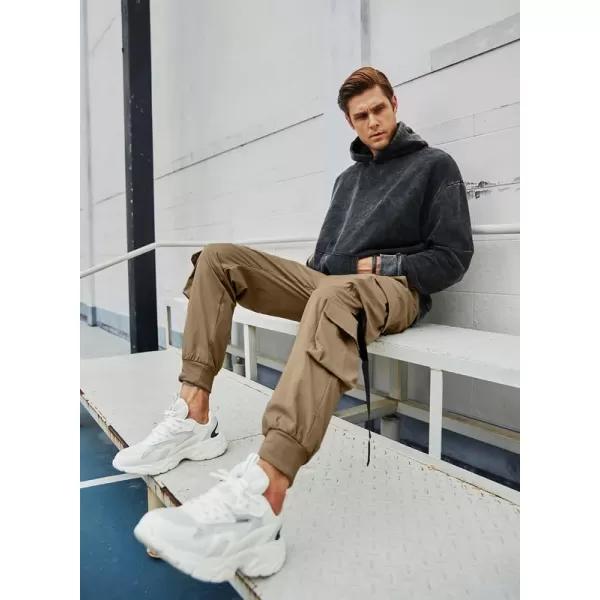 JMIERR Mens Casual Cargo Pants Stretch Elastic Waist Drawstring Joggers Pants Tapered Sweatpants for Men Multi Pockets