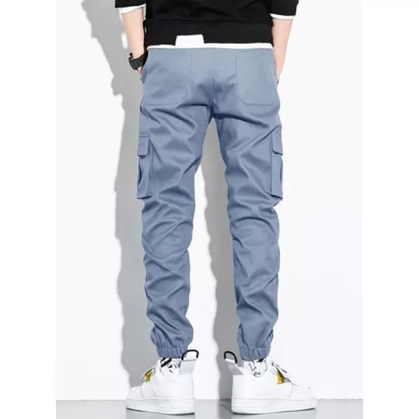 JMIERR Mens Casual Cargo Pants Stretch Elastic Waist Drawstring Joggers Pants Tapered Sweatpants for Men Multi Pockets