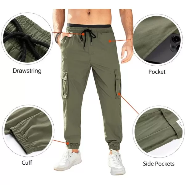 JMIERR Mens Casual Cargo Pants Stretch Elastic Waist Drawstring Joggers Pants Tapered Sweatpants for Men Multi Pockets