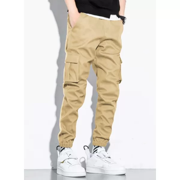 JMIERR Mens Casual Cargo Pants Stretch Elastic Waist Drawstring Joggers Pants Tapered Sweatpants for Men Multi Pockets