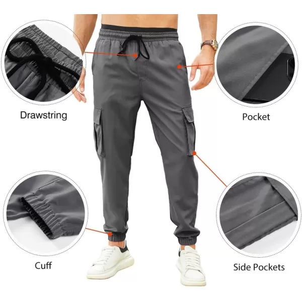 JMIERR Mens Casual Cargo Pants Stretch Elastic Waist Drawstring Joggers Pants Tapered Sweatpants for Men Multi Pockets
