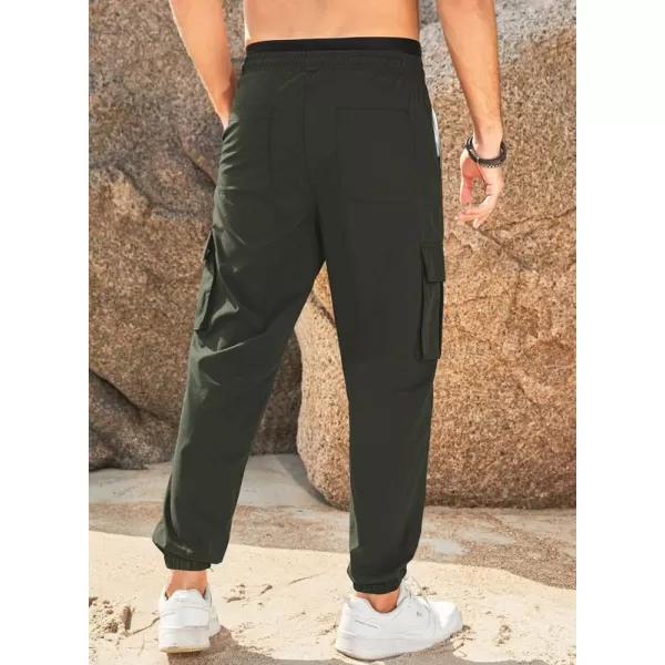 JMIERR Mens Casual Cargo Pants Stretch Elastic Waist Drawstring Joggers Pants Tapered Sweatpants for Men Multi Pockets