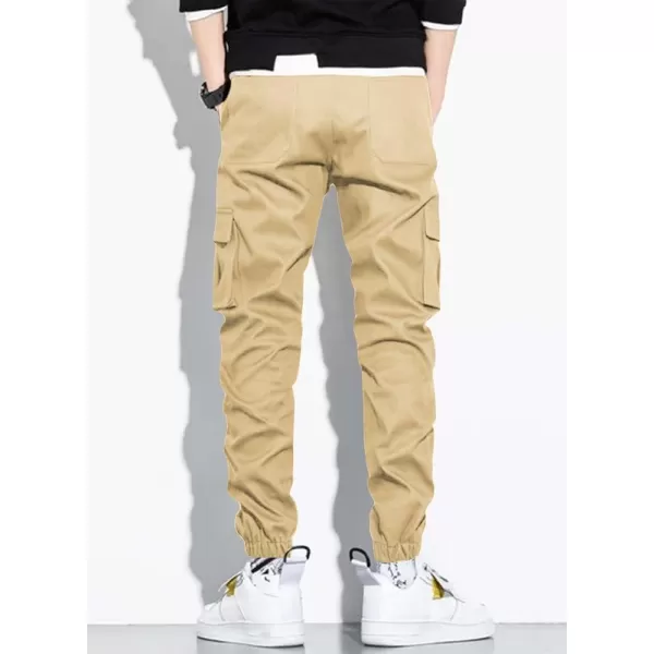 JMIERR Mens Casual Cargo Pants Stretch Elastic Waist Drawstring Joggers Pants Tapered Sweatpants for Men Multi Pockets