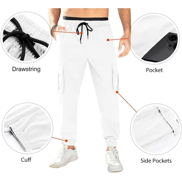 JMIERR Mens Casual Cargo Pants Stretch Elastic Waist Drawstring Joggers Pants Tapered Sweatpants for Men Multi Pockets