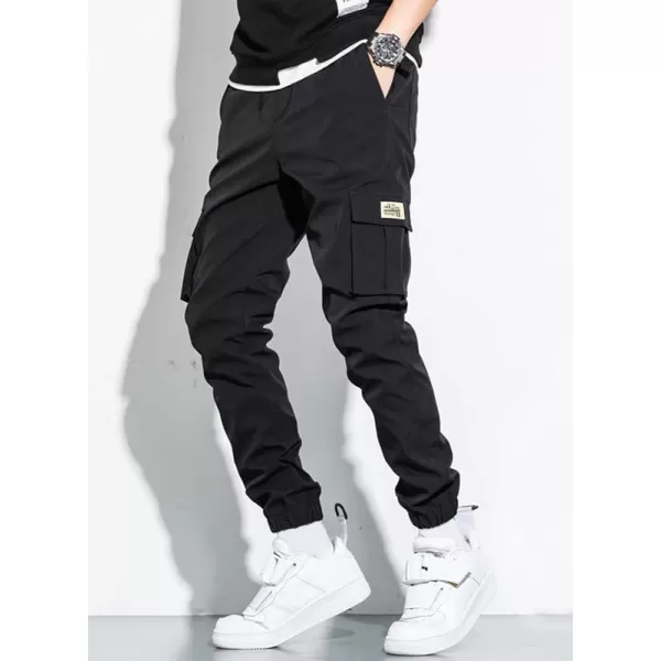 JMIERR Mens Casual Cargo Pants Stretch Elastic Waist Drawstring Joggers Pants Tapered Sweatpants for Men Multi Pockets