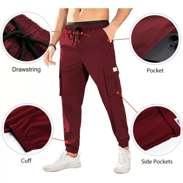 JMIERR Mens Casual Cargo Pants Stretch Elastic Waist Drawstring Joggers Pants Tapered Sweatpants for Men Multi Pockets