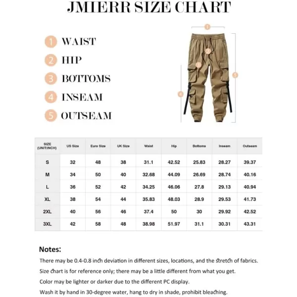 JMIERR Mens Casual Cargo Pants Stretch Elastic Waist Drawstring Joggers Pants Tapered Sweatpants for Men Multi Pockets
