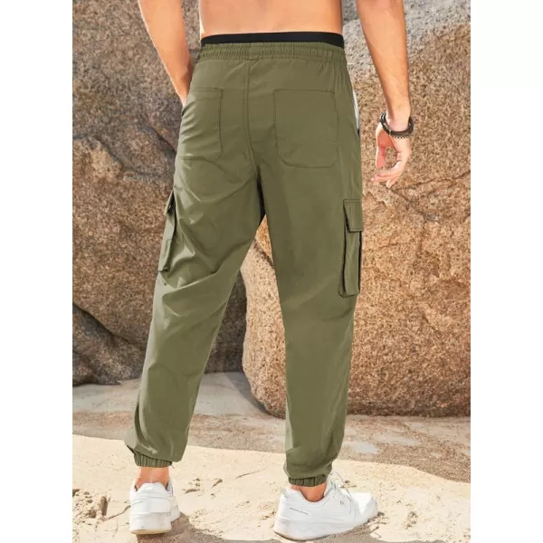 JMIERR Mens Casual Cargo Pants Stretch Elastic Waist Drawstring Joggers Pants Tapered Sweatpants for Men Multi Pockets
