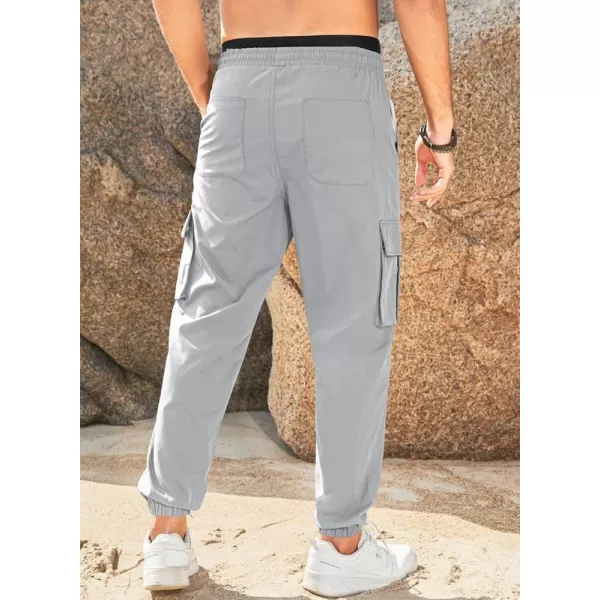 JMIERR Mens Casual Cargo Pants Stretch Elastic Waist Drawstring Joggers Pants Tapered Sweatpants for Men Multi Pockets