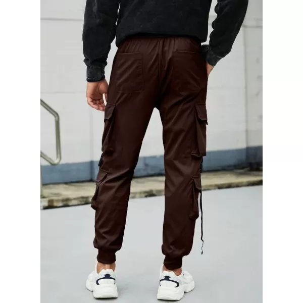 JMIERR Mens Casual Cargo Pants Stretch Elastic Waist Drawstring Joggers Pants Tapered Sweatpants for Men Multi Pockets