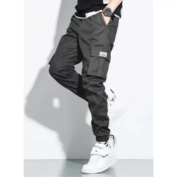 JMIERR Mens Casual Cargo Pants Stretch Elastic Waist Drawstring Joggers Pants Tapered Sweatpants for Men Multi Pockets