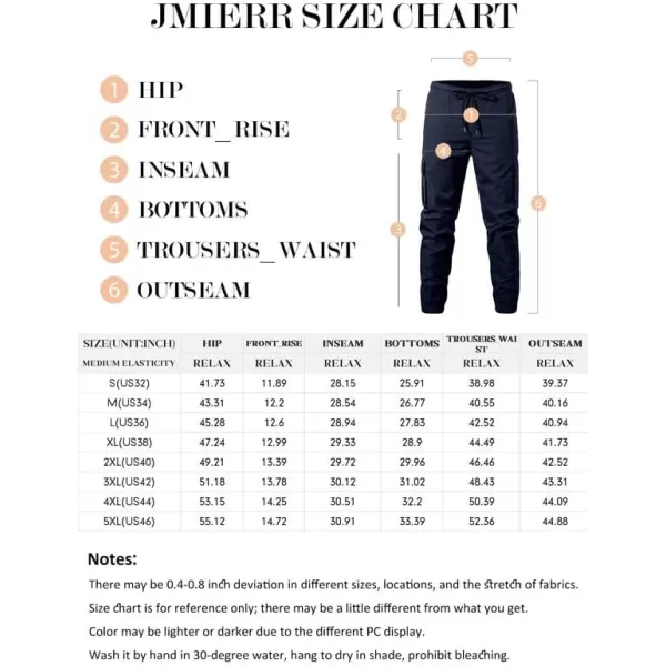 JMIERR Mens Casual Cargo Pants Stretch Elastic Waist Drawstring Joggers Pants Tapered Sweatpants for Men Multi Pockets