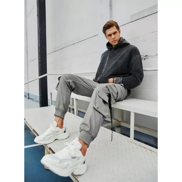 JMIERR Mens Casual Cargo Pants Stretch Elastic Waist Drawstring Joggers Pants Tapered Sweatpants for Men Multi Pockets