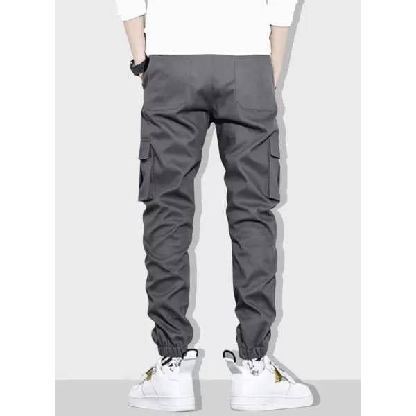JMIERR Mens Casual Cargo Pants Stretch Elastic Waist Drawstring Joggers Pants Tapered Sweatpants for Men Multi Pockets
