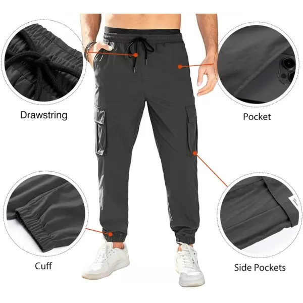JMIERR Mens Casual Cargo Pants Stretch Elastic Waist Drawstring Joggers Pants Tapered Sweatpants for Men Multi Pockets