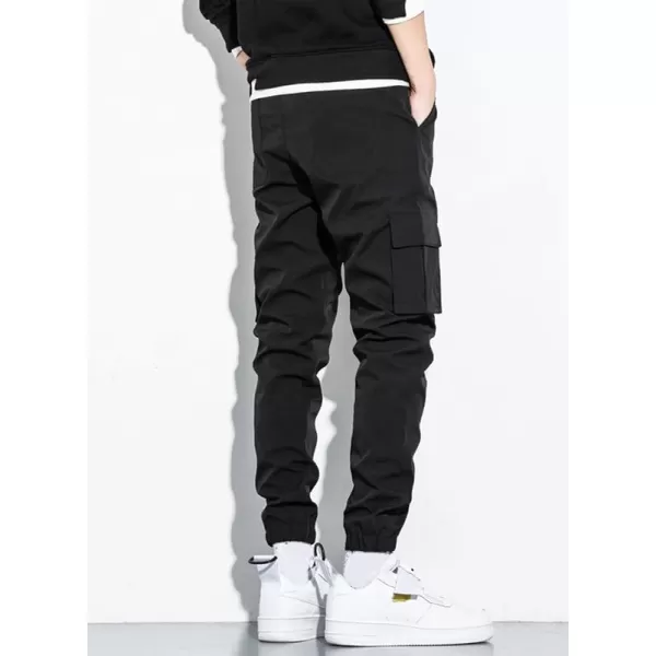 JMIERR Mens Casual Cargo Pants Stretch Elastic Waist Drawstring Joggers Pants Tapered Sweatpants for Men Multi Pockets