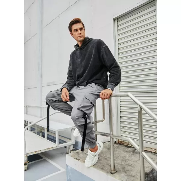JMIERR Mens Casual Cargo Pants Stretch Elastic Waist Drawstring Joggers Pants Tapered Sweatpants for Men Multi Pockets