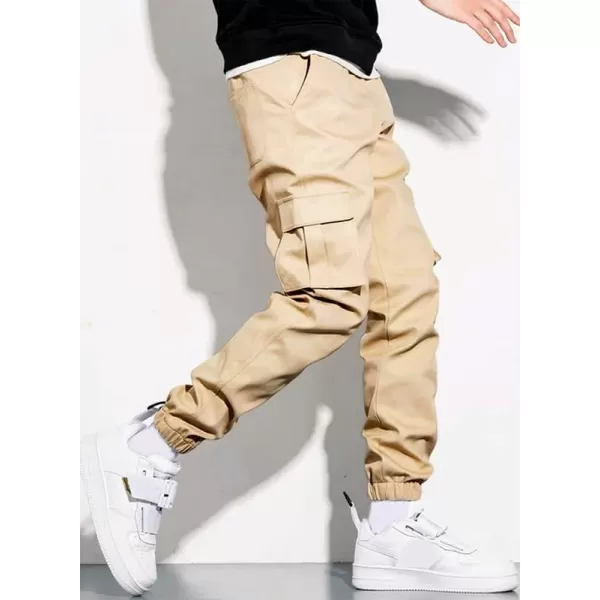JMIERR Mens Casual Cargo Pants Stretch Elastic Waist Drawstring Joggers Pants Tapered Sweatpants for Men Multi Pockets