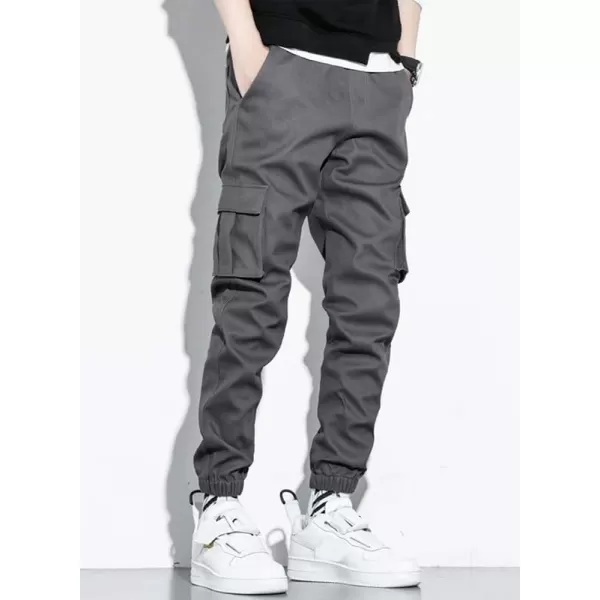 JMIERR Mens Casual Cargo Pants Stretch Elastic Waist Drawstring Joggers Pants Tapered Sweatpants for Men Multi Pockets