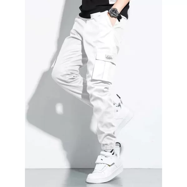 JMIERR Mens Casual Cargo Pants Stretch Elastic Waist Drawstring Joggers Pants Tapered Sweatpants for Men Multi Pockets