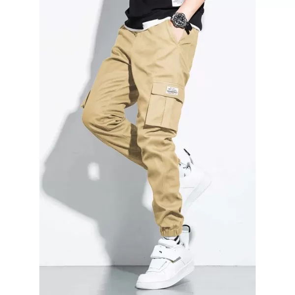 JMIERR Mens Casual Cargo Pants Stretch Elastic Waist Drawstring Joggers Pants Tapered Sweatpants for Men Multi Pockets