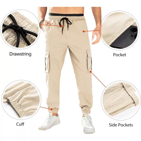 JMIERR Mens Casual Cargo Pants Stretch Elastic Waist Drawstring Joggers Pants Tapered Sweatpants for Men Multi Pockets