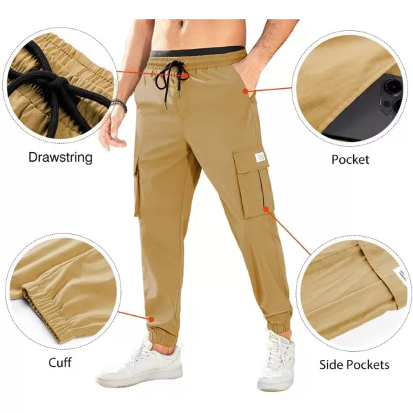 JMIERR Mens Casual Cargo Pants Stretch Elastic Waist Drawstring Joggers Pants Tapered Sweatpants for Men Multi Pockets