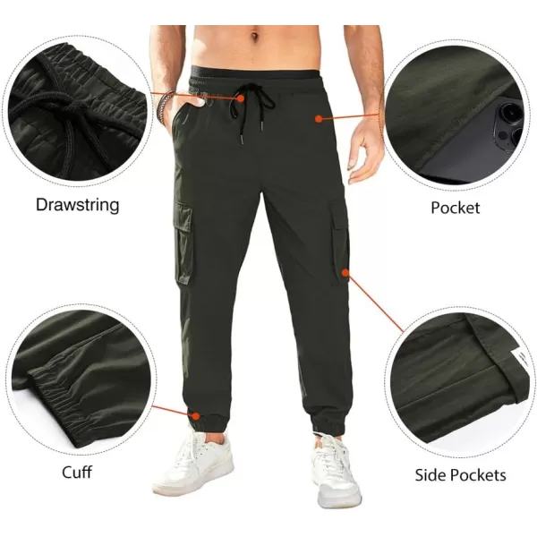 JMIERR Mens Casual Cargo Pants Stretch Elastic Waist Drawstring Joggers Pants Tapered Sweatpants for Men Multi Pockets