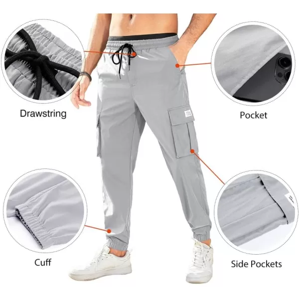 JMIERR Mens Casual Cargo Pants Stretch Elastic Waist Drawstring Joggers Pants Tapered Sweatpants for Men Multi Pockets