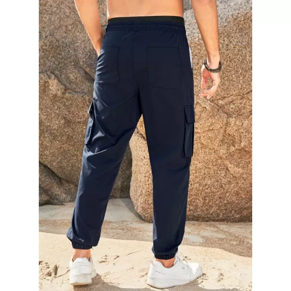 JMIERR Mens Casual Cargo Pants Stretch Elastic Waist Drawstring Joggers Pants Tapered Sweatpants for Men Multi Pockets