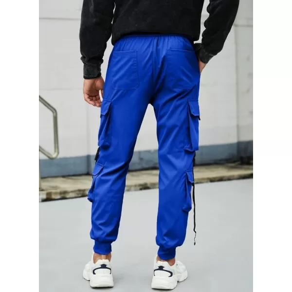 JMIERR Mens Casual Cargo Pants Stretch Elastic Waist Drawstring Joggers Pants Tapered Sweatpants for Men Multi Pockets